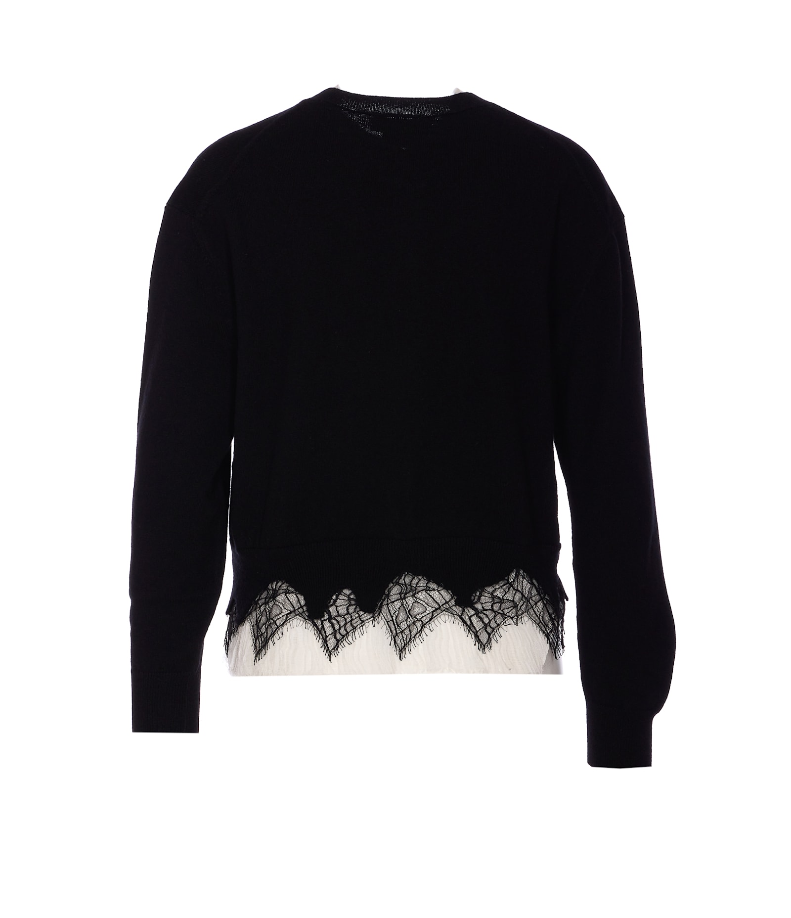 Alexander Mcqueen Alexander Mc Queen Black Ivory Wool Cashmere Cardigan In Blackivory