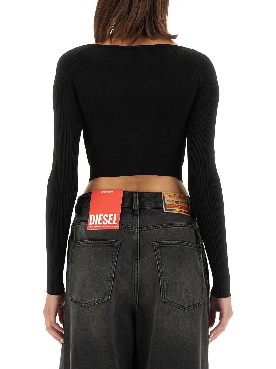 Shop Diesel M-vera-ls Crop Cut Out Top In Black