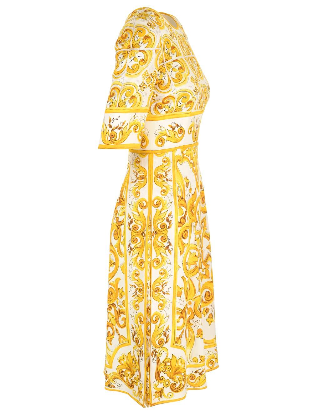 Shop Dolce & Gabbana Midi Dress In Yellow