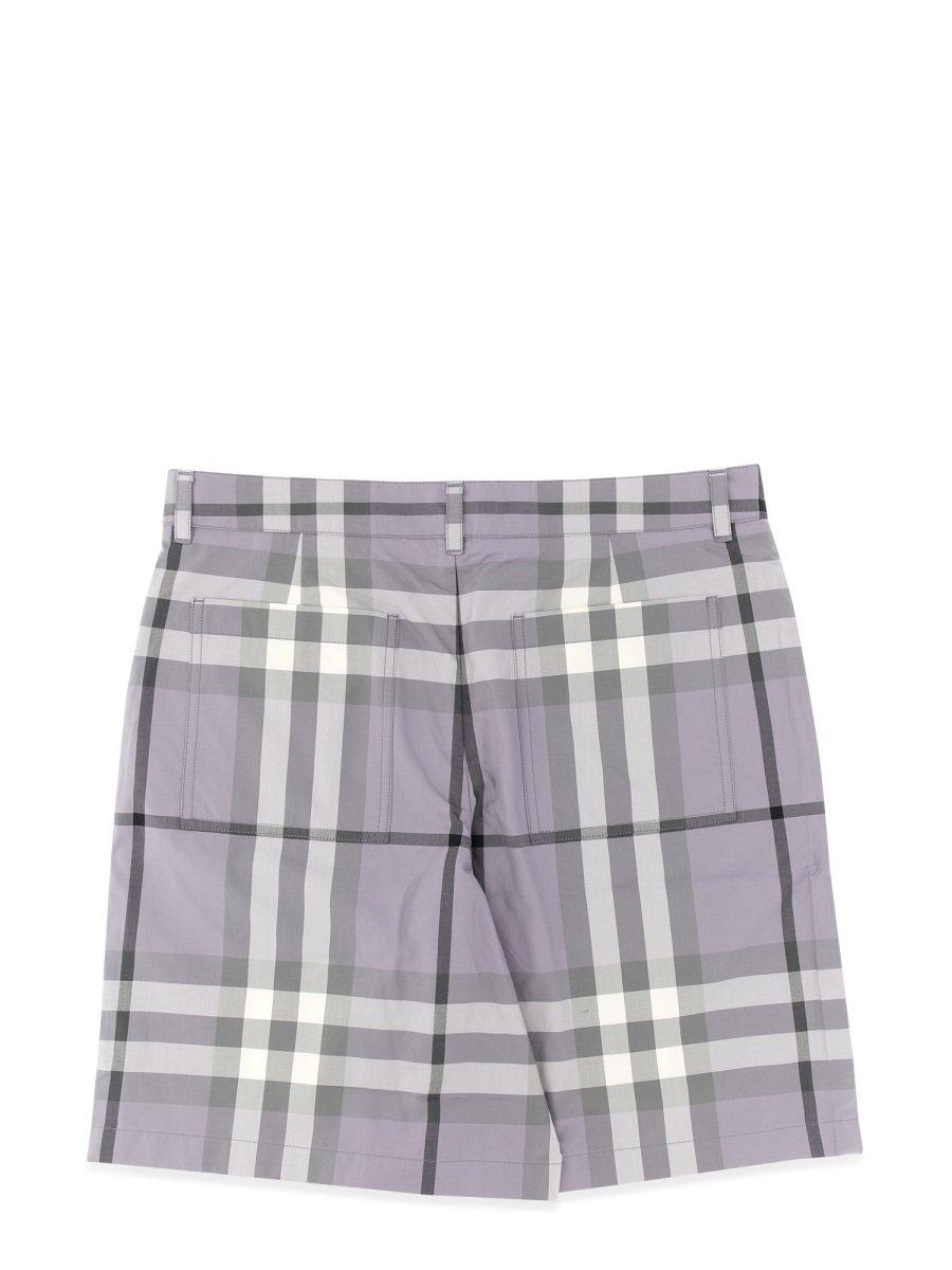 Shop Burberry Check Pattern Bermuda Shorts In Grey