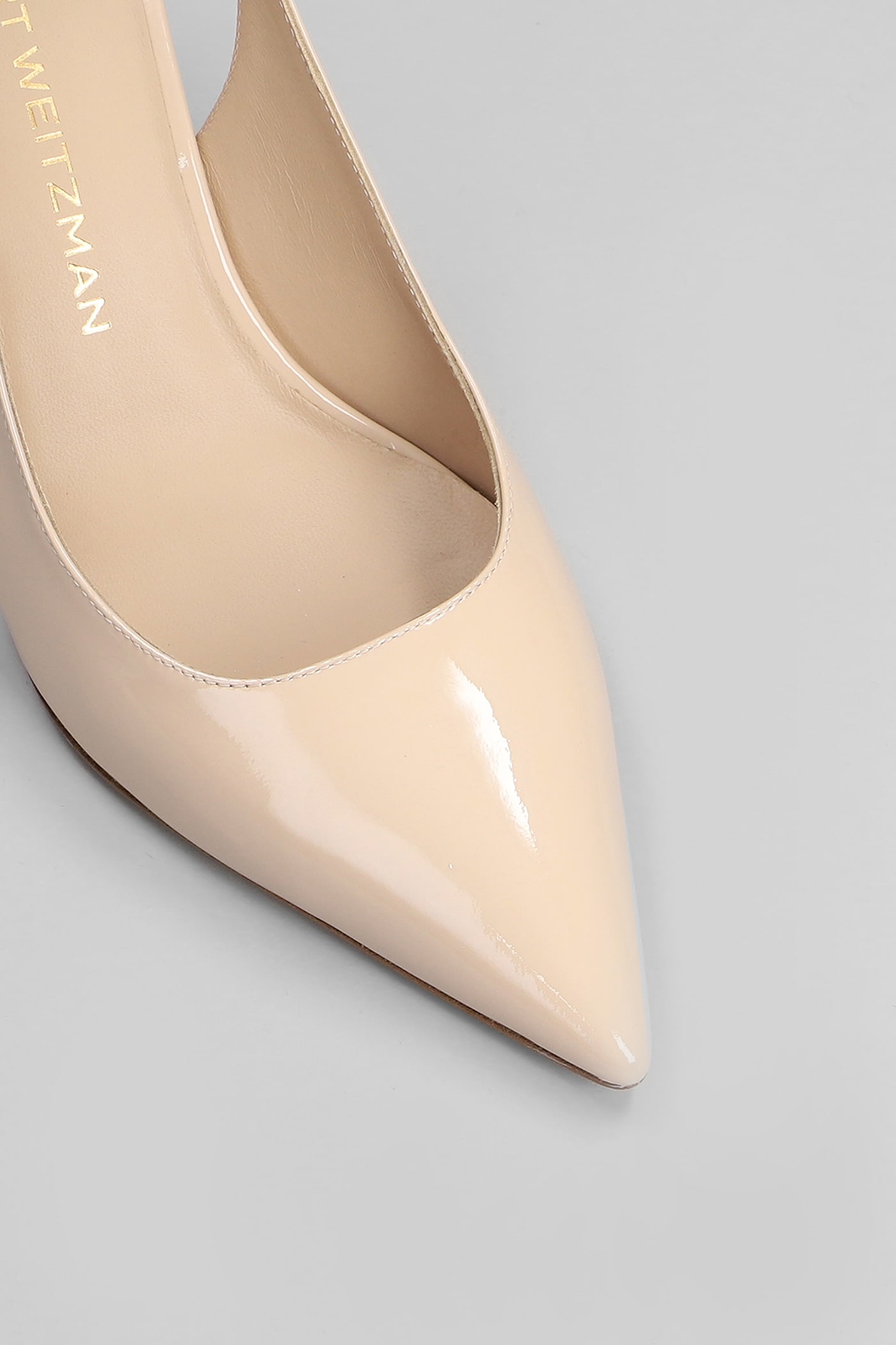 Stuart Weitzman Stuart Power Slgbk 7 Pumps In Beige Patent Leather In Beige