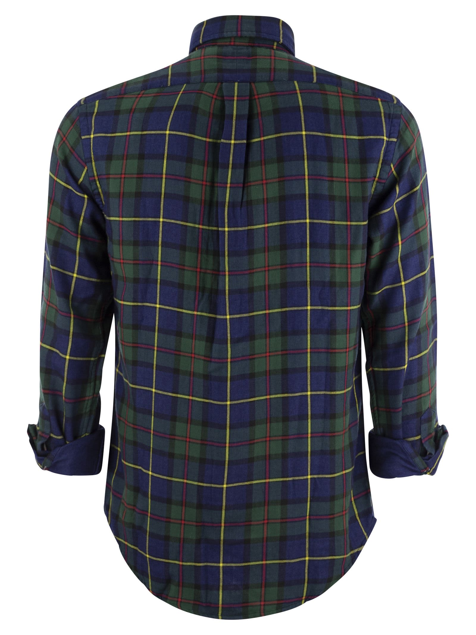Shop Polo Ralph Lauren Custom-fit Checked Shirt In Blue/green