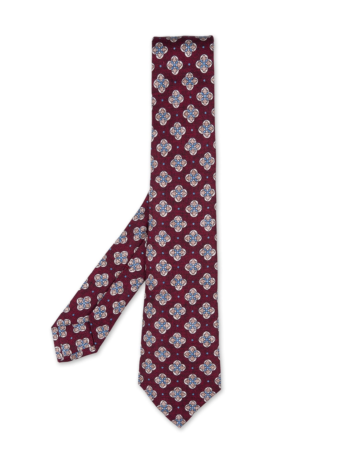 Burgundy Silk Tie With Multicolour Pattern