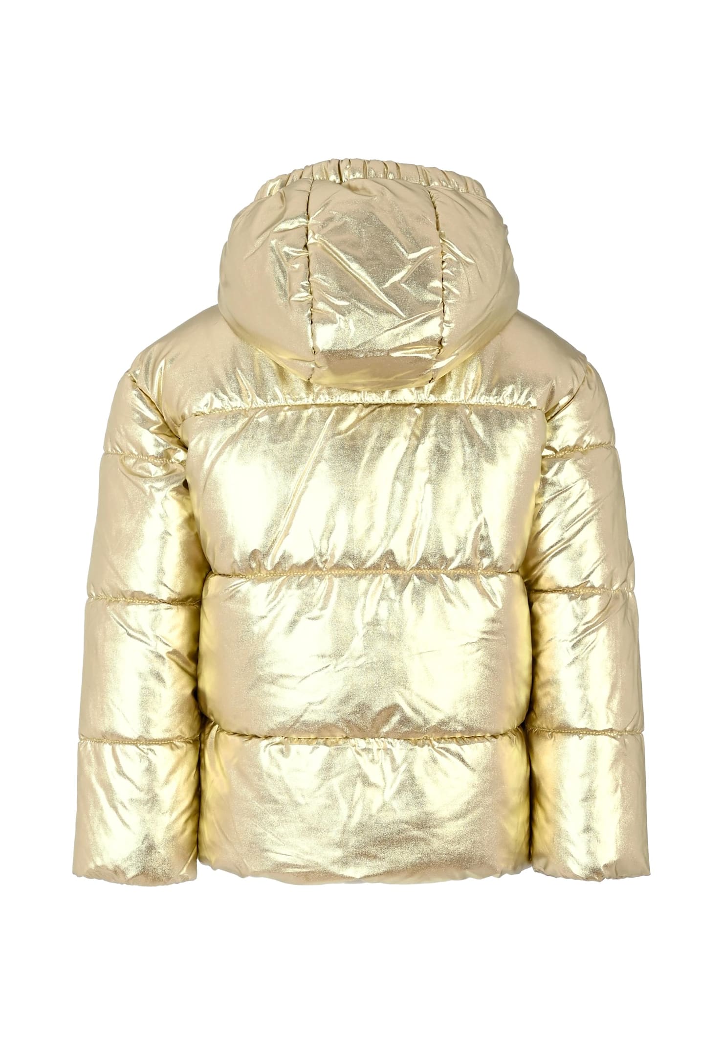 Karl Lagerfeld Gold Down Jacket For Girl With Logo In Neutral