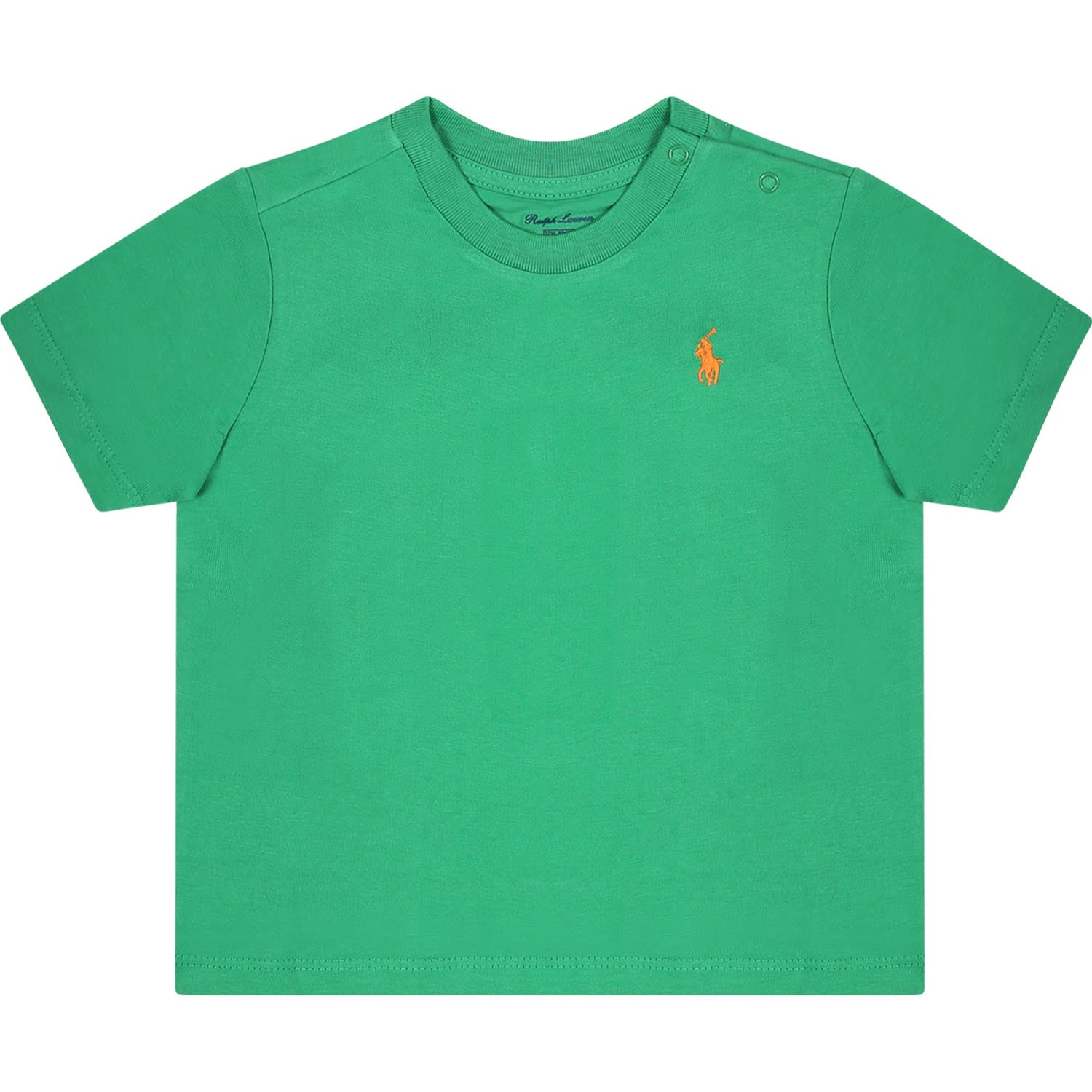 Ralph Lauren Kids' Green T-shirt For Baby Boy With Pony