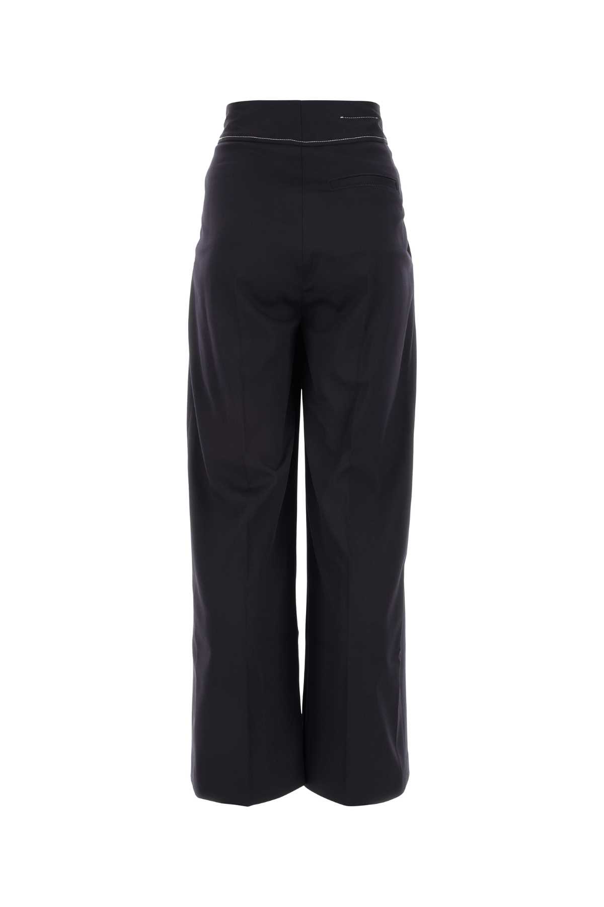 Mm6 Maison Margiela Midnight Blue Stretch Polyester Blend Wide-leg Trouser In Darkblue