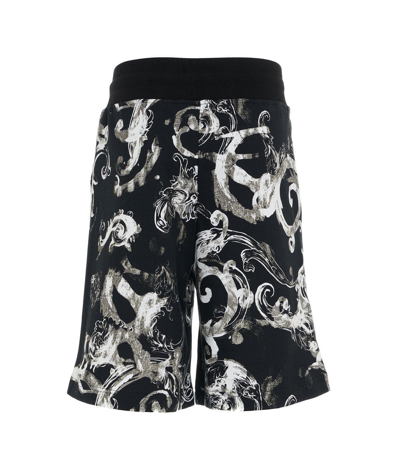 Shop Versace Jeans Couture Barocco-printed Drawstring Track Shorts In Black