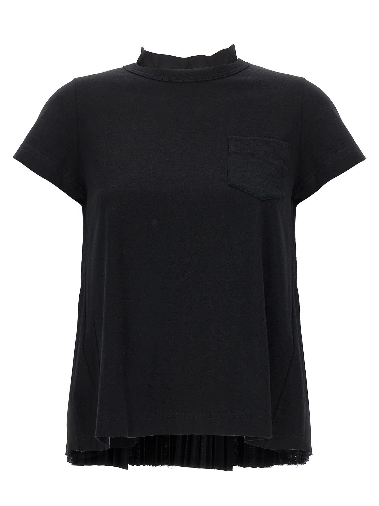Shop Sacai Back Pleated T-shirt In Black