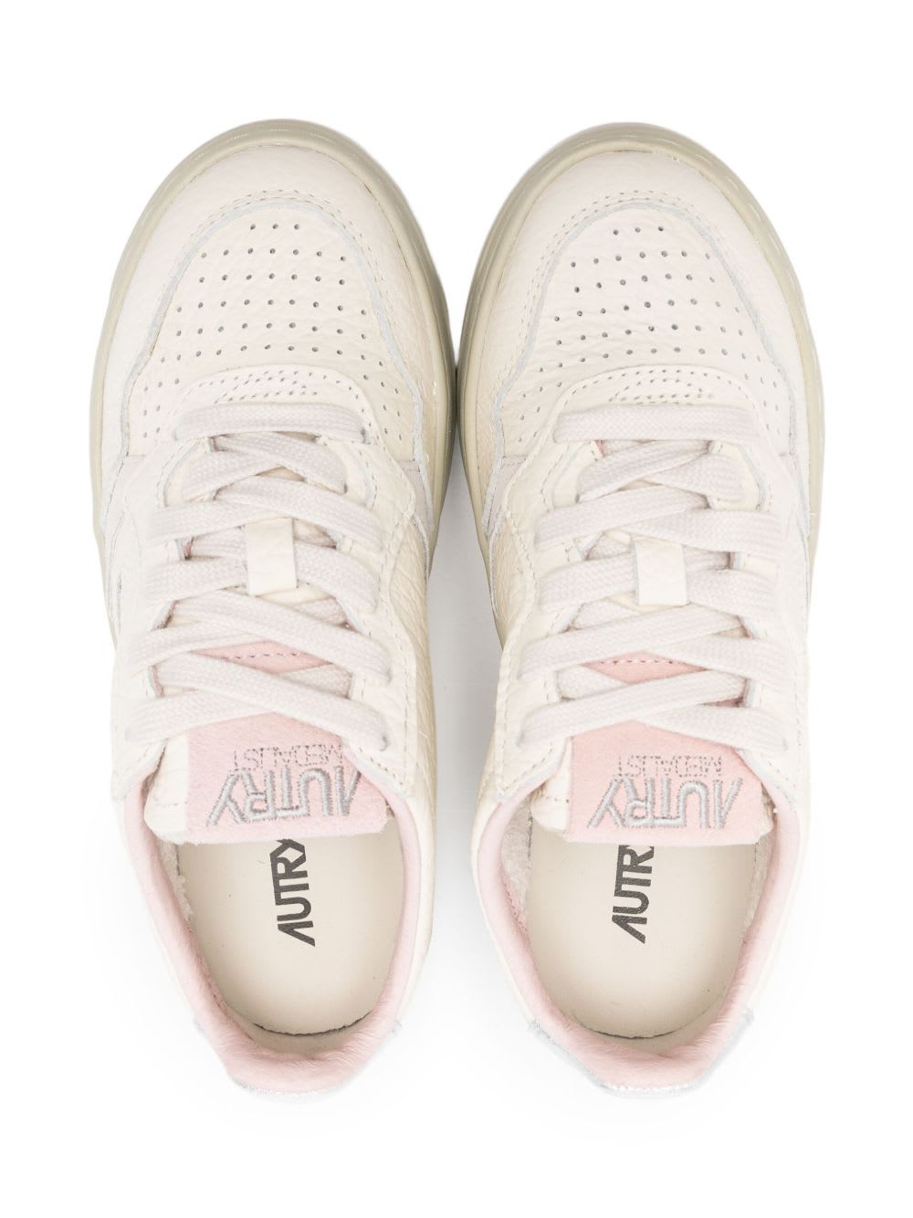 Autry Kids Perforated Leather Sneakers In Neutral