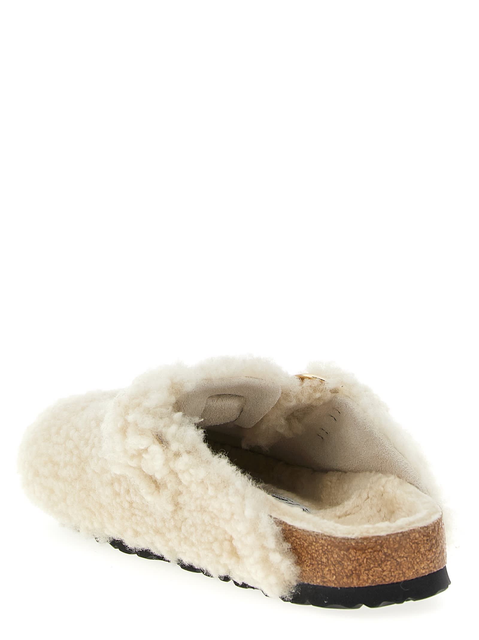 Birkenstock Mule Boston Big Buckle Shirring In Neutral