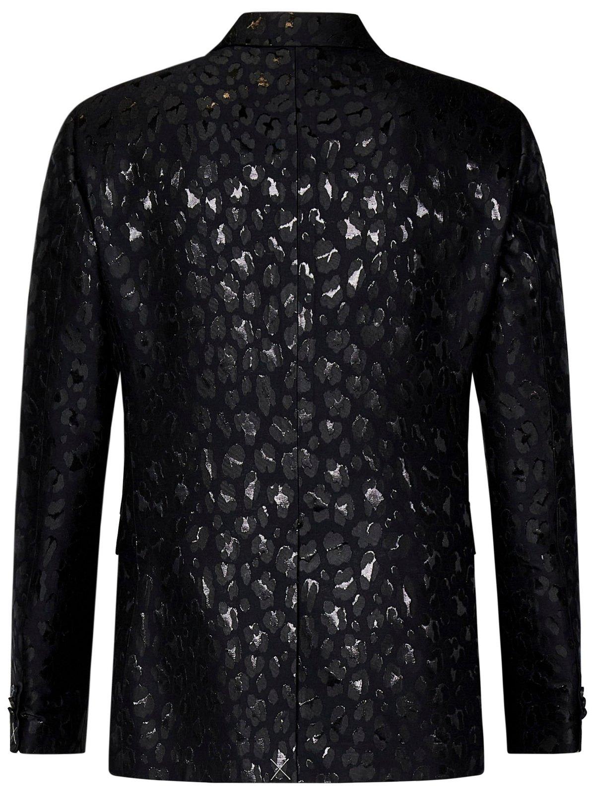 Shop Versace Pattern-printed Single-breasted Tailored Blazer In Black