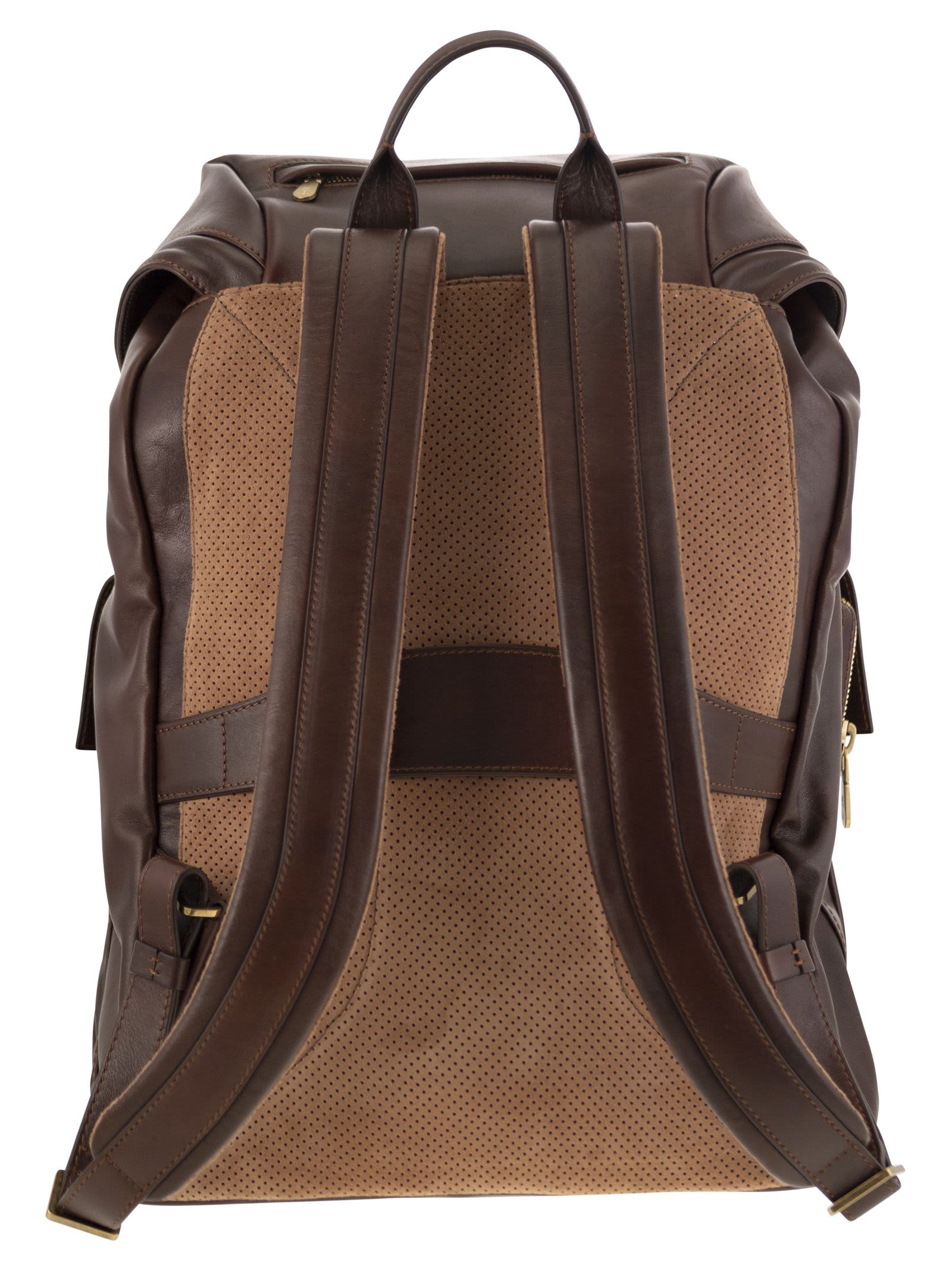 Shop Brunello Cucinelli Leather Backpack In Burgundy