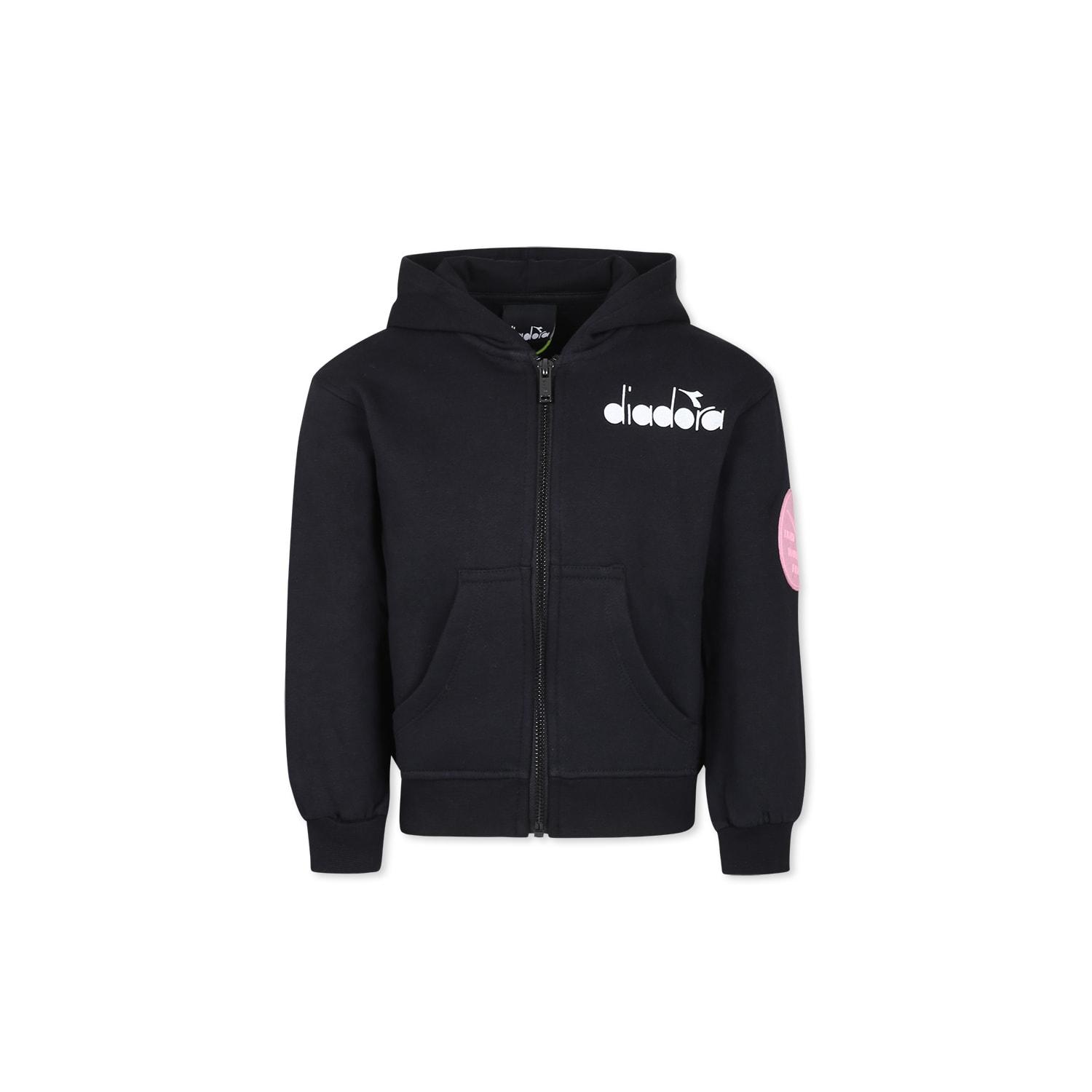 Shop Diadora Black Sweatshirt For Girl With Logo