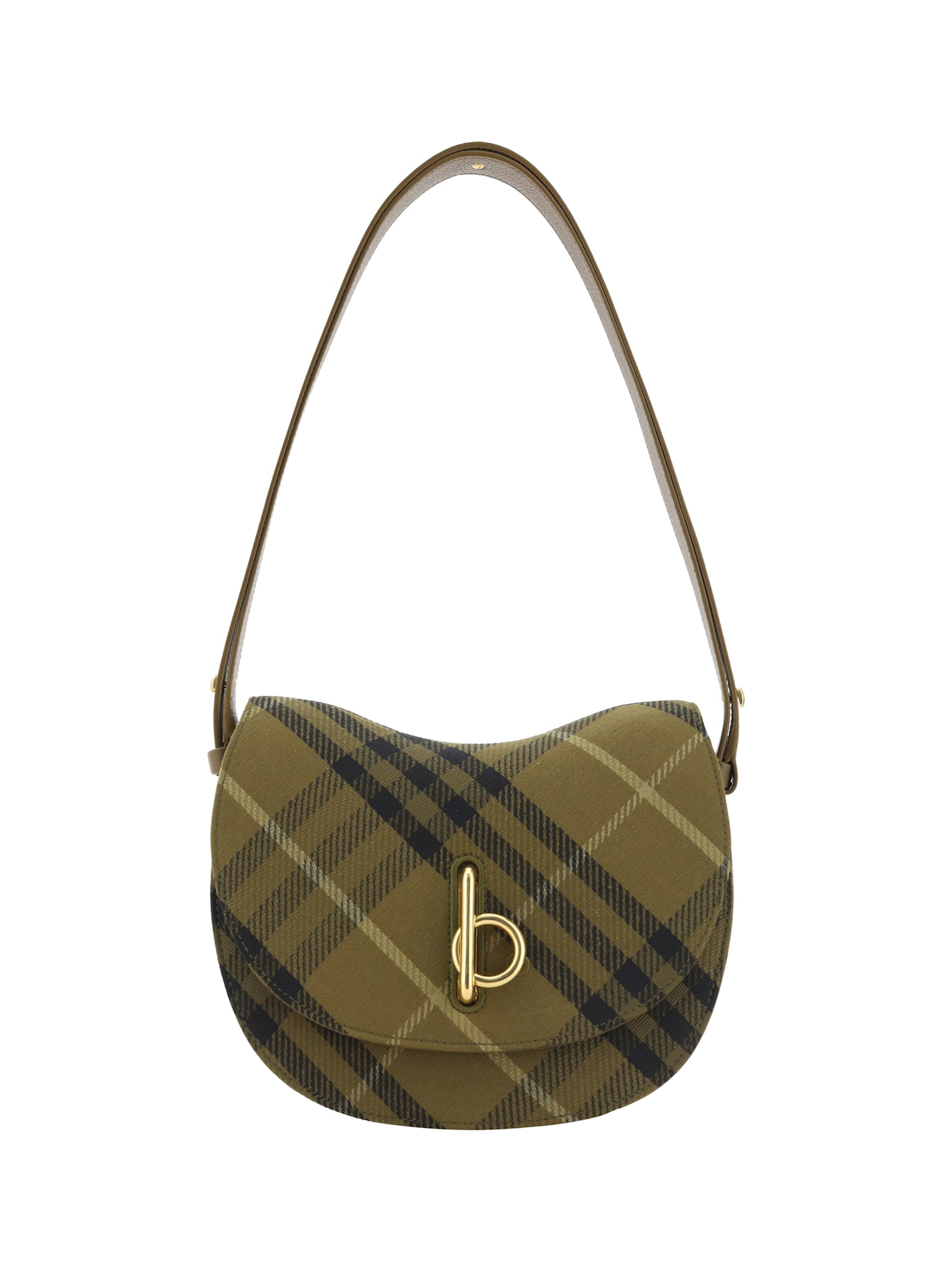 Shop Burberry Rocking Horse Shoulder Bag In Furrow Ip Check