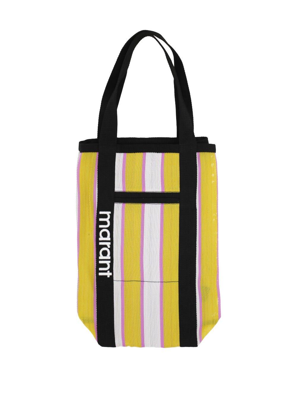 Shop Isabel Marant Warden Striped Top Handle Bag In Yellow