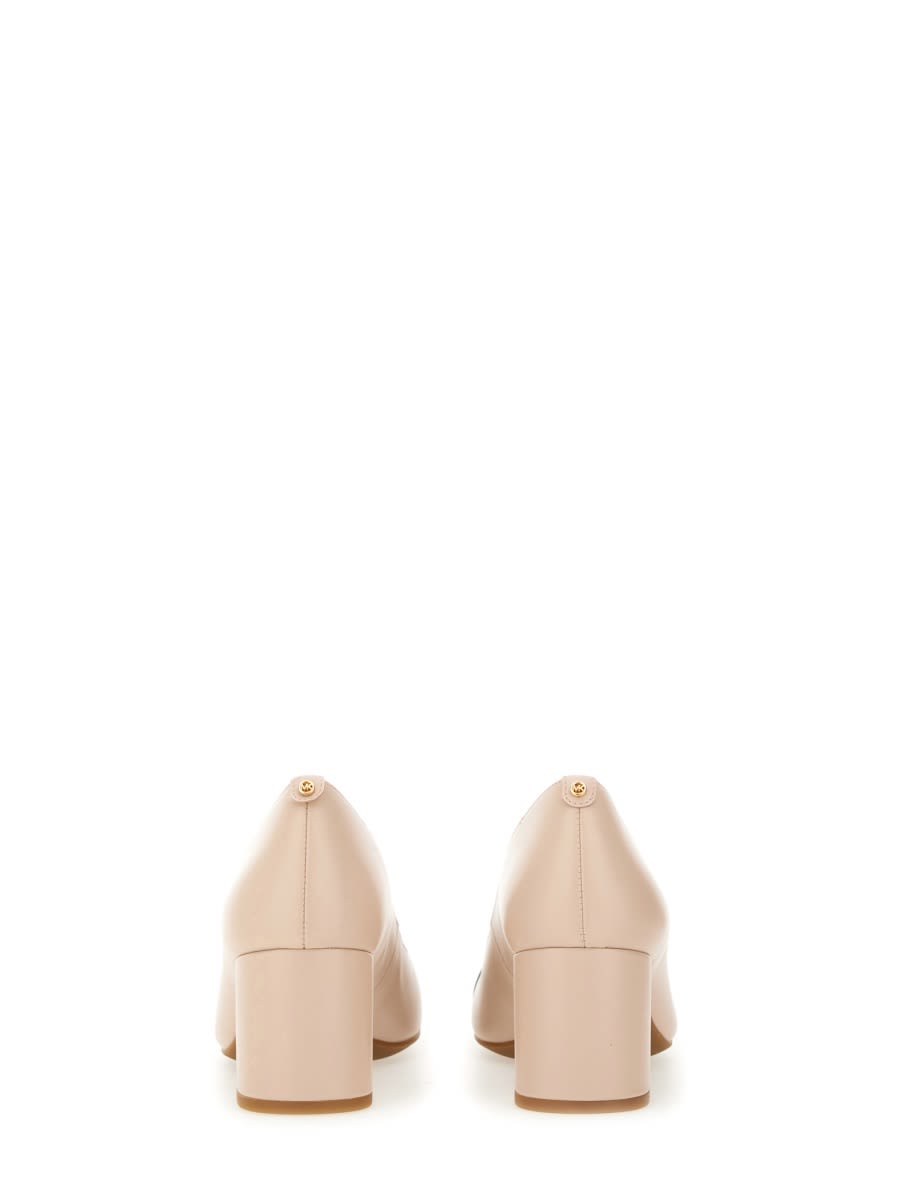 Michael Kors Block Heel Round Toe Two-tone Pumps In Neutral