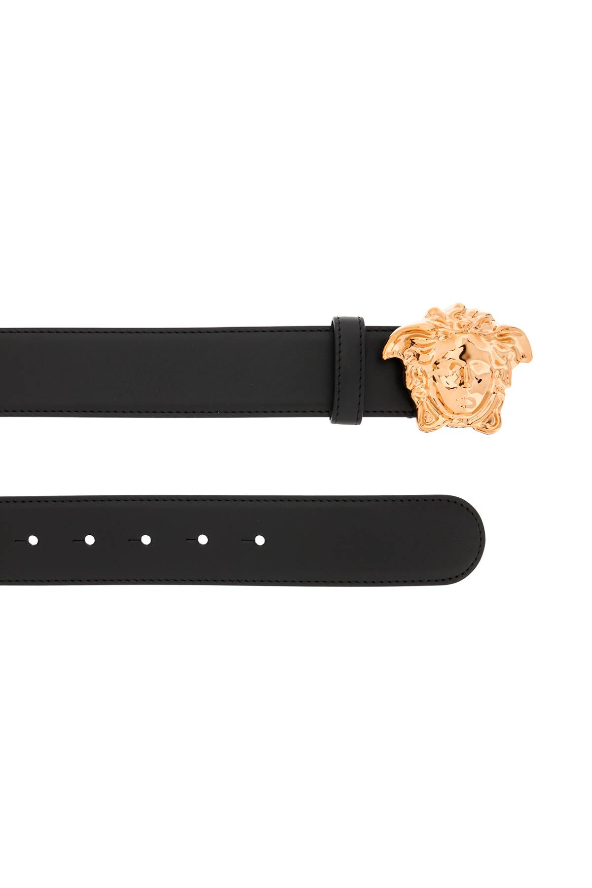 Shop Versace Leather Belt With La Medusa Buckle In Nero