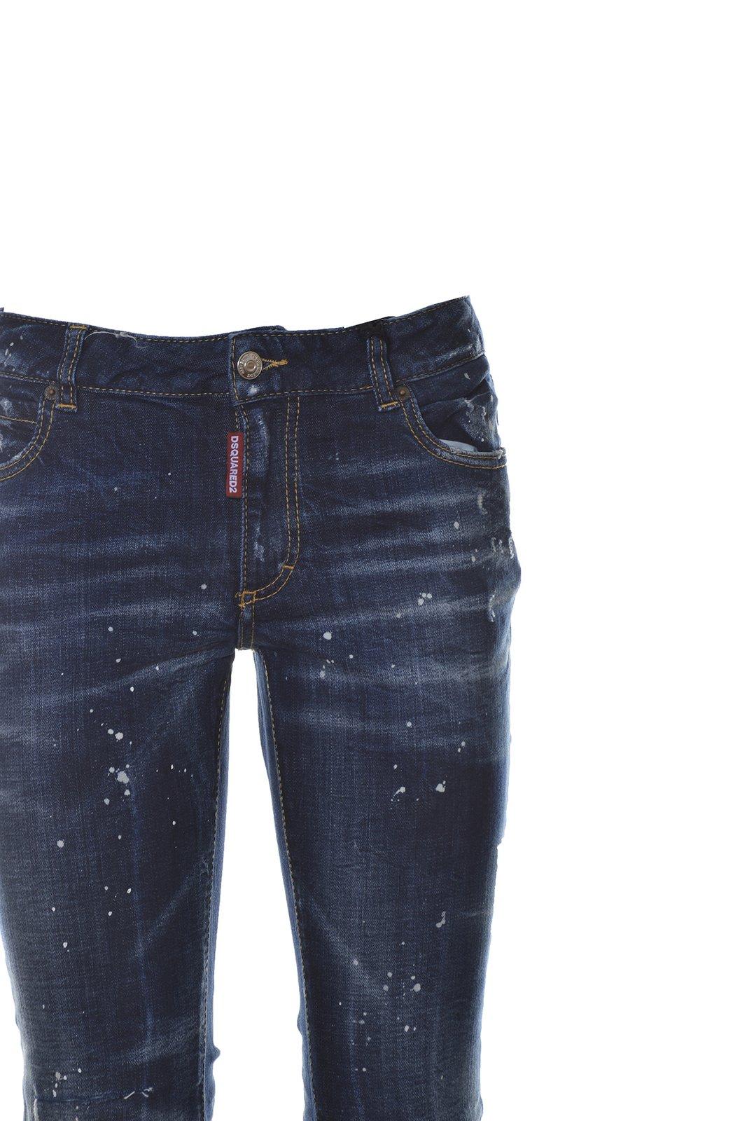 Shop Dsquared2 Distressed Flared Jeans In Blu Denim