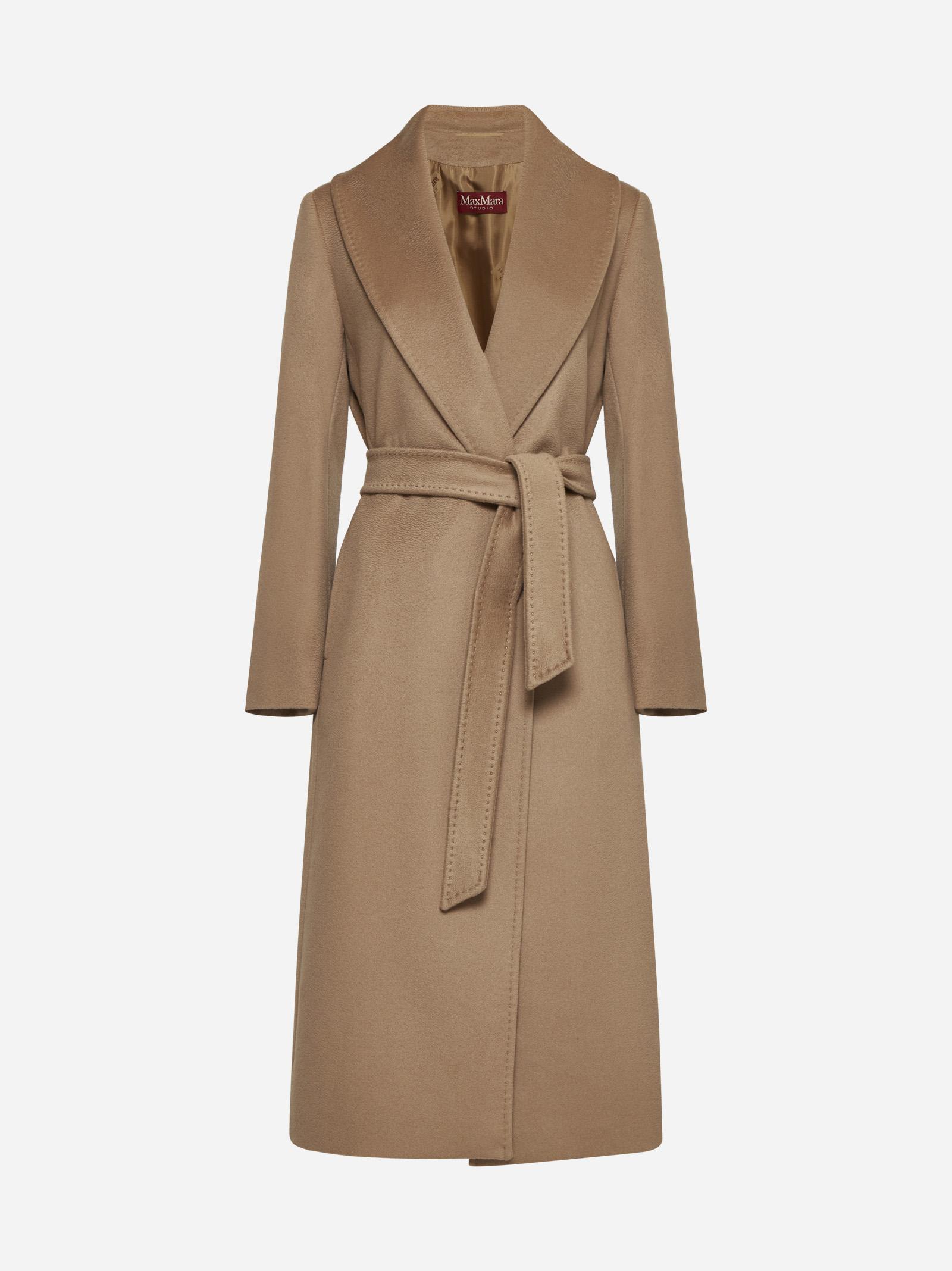 Shop Max Mara Loriana Belted Wool Coat In Cammello