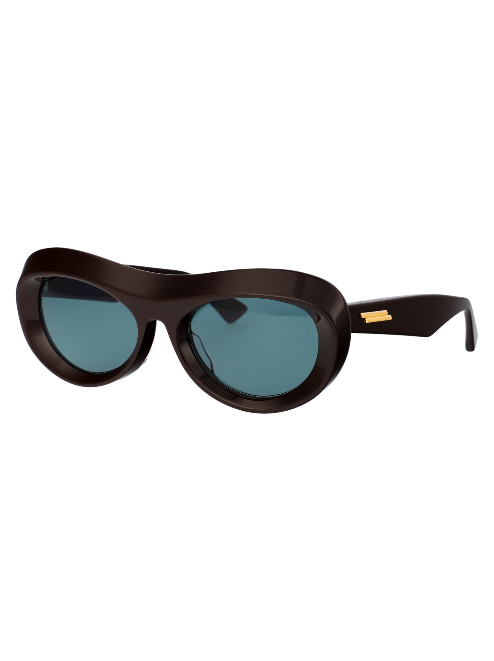 Bottega Veneta Brown Scoop Round Acetate Sunglasses In 004 Brown Brown Green