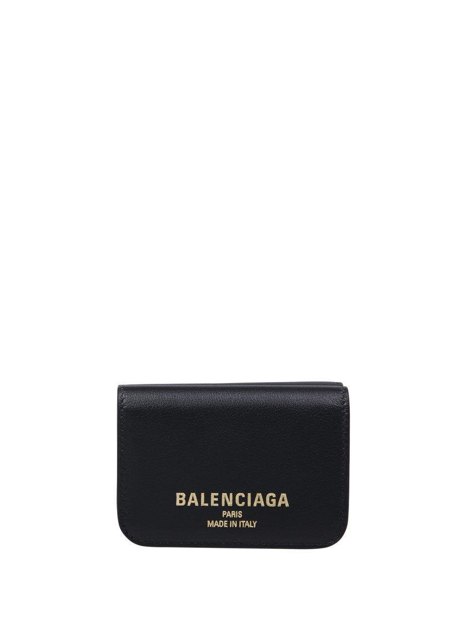 Balenciaga Mini Leather Cash 2.0 Trifold Wallet In Black