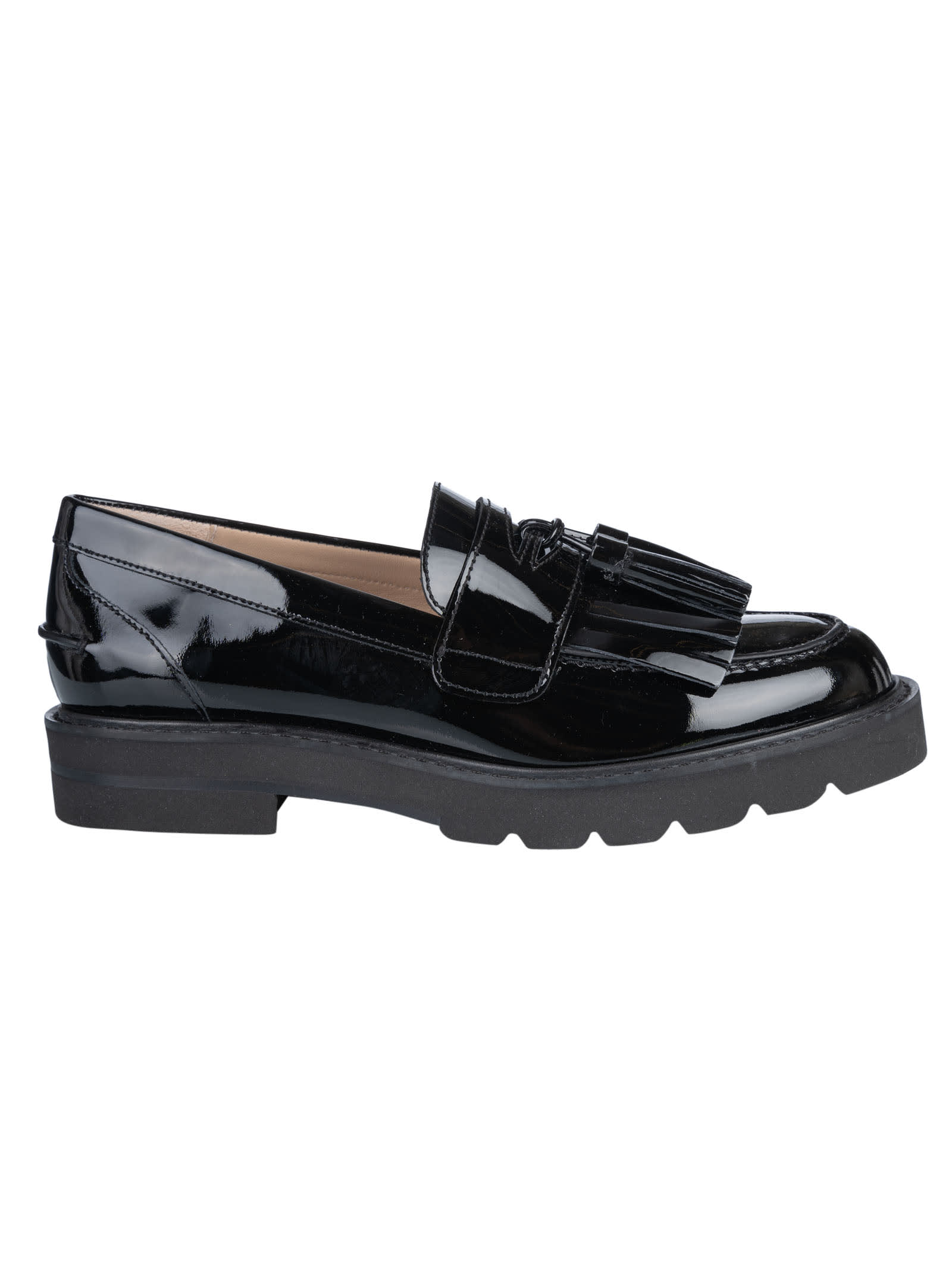 Stuart Weitzman Mila Patent Tassel Loafer In Black