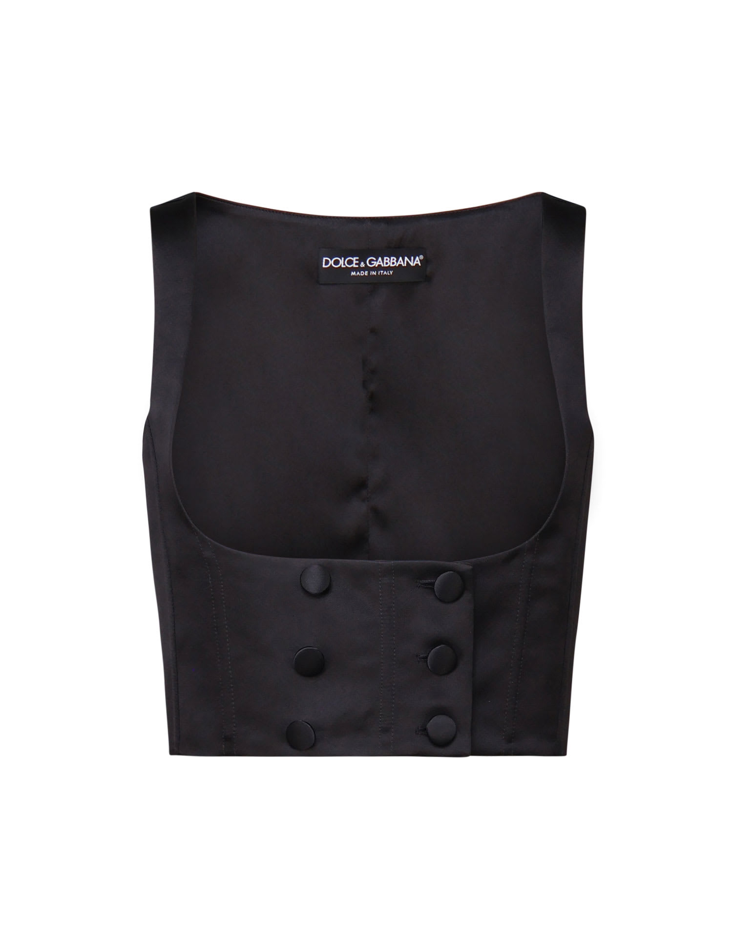 Shop Dolce & Gabbana Double-breasted Duchess Silk Tuxedo Waistcoat In Black