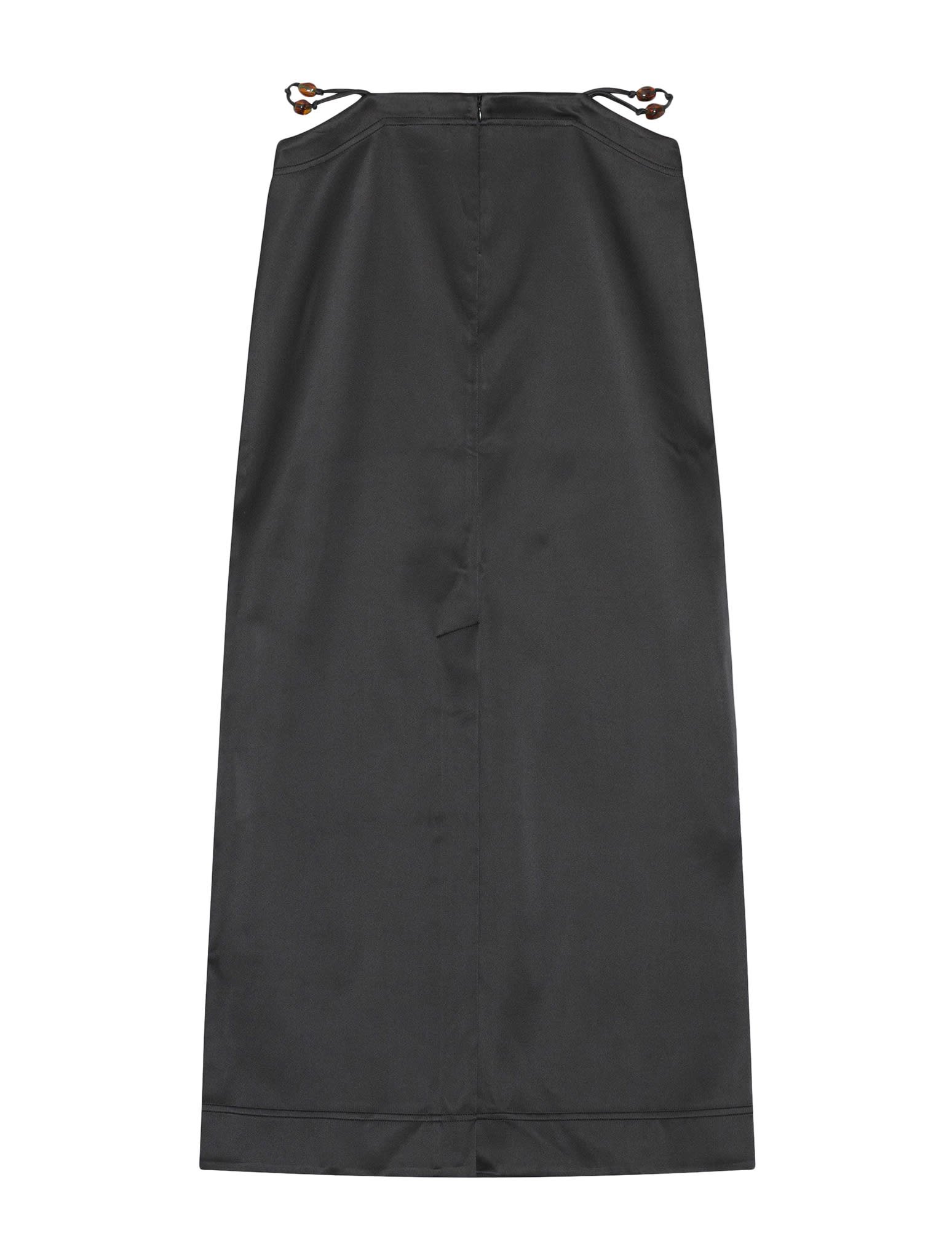 Shop Ganni Double Satin Maxi Skirt In Black