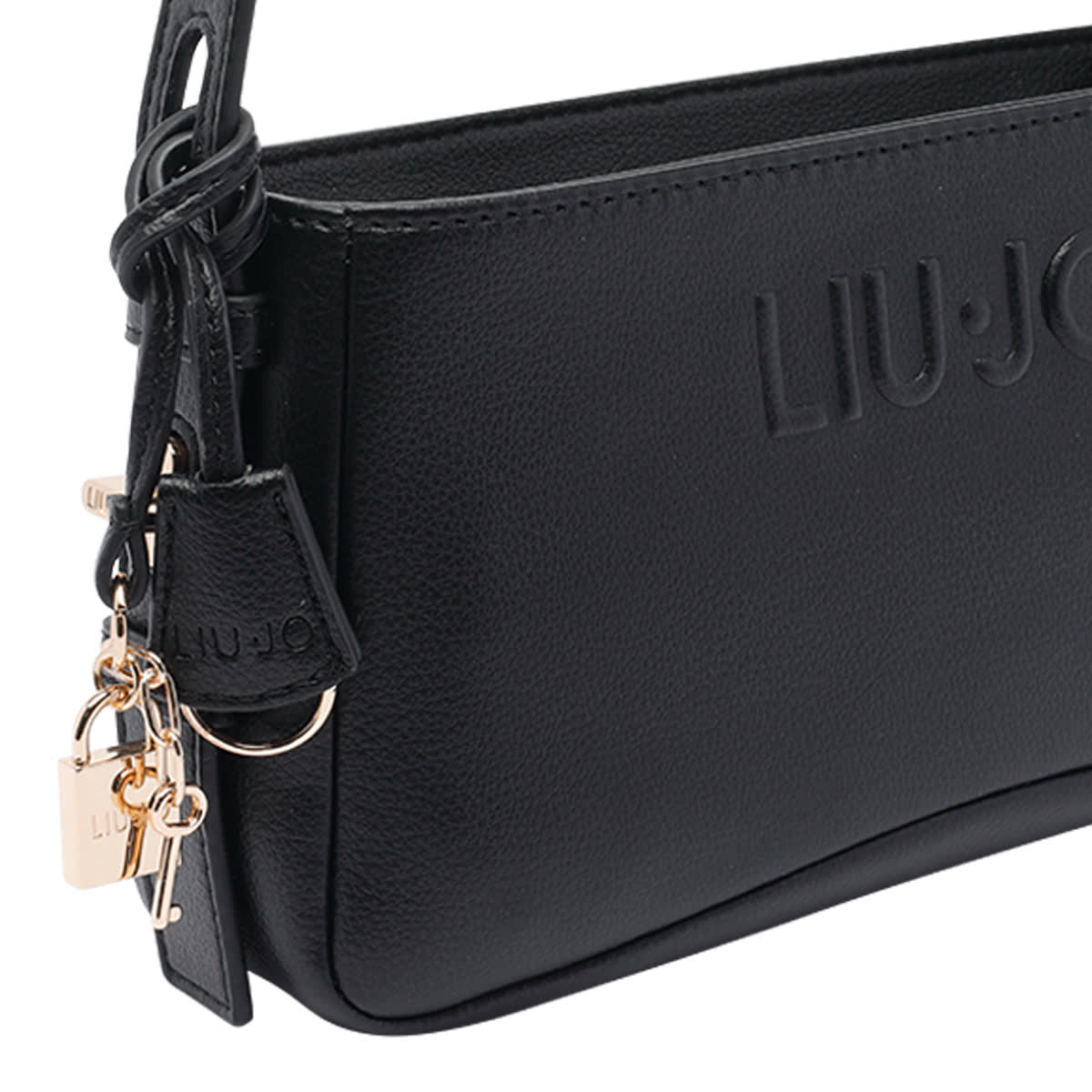 Liu •jo Logo Medium Shoulder Bag In Black
