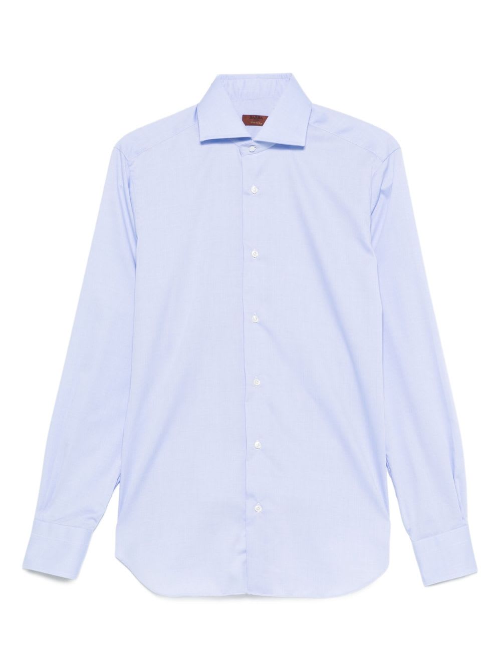 Barba Napoli Barba Long Sleeve Shirt With Semi-rigid Collar And Buttons In Blue