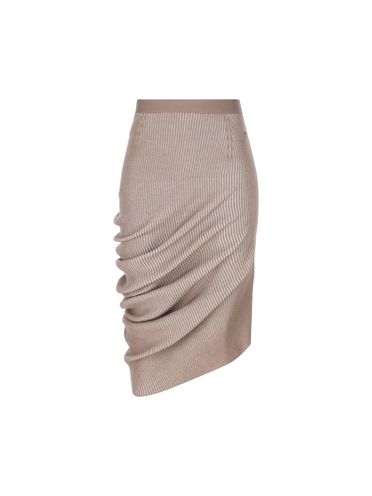 Asymmetric Draped Ribbed Skirt