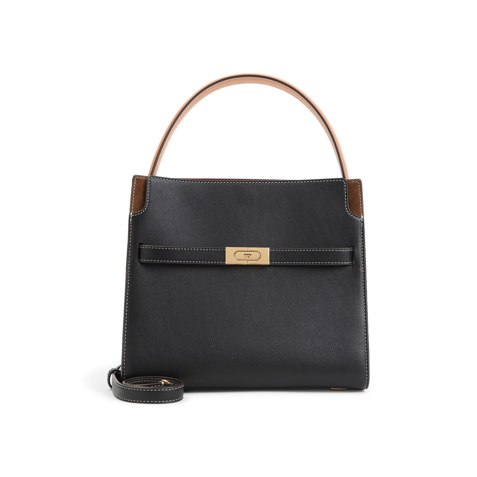 Tory Burch Lee Radziwill Layered Small Tote Bag In Black