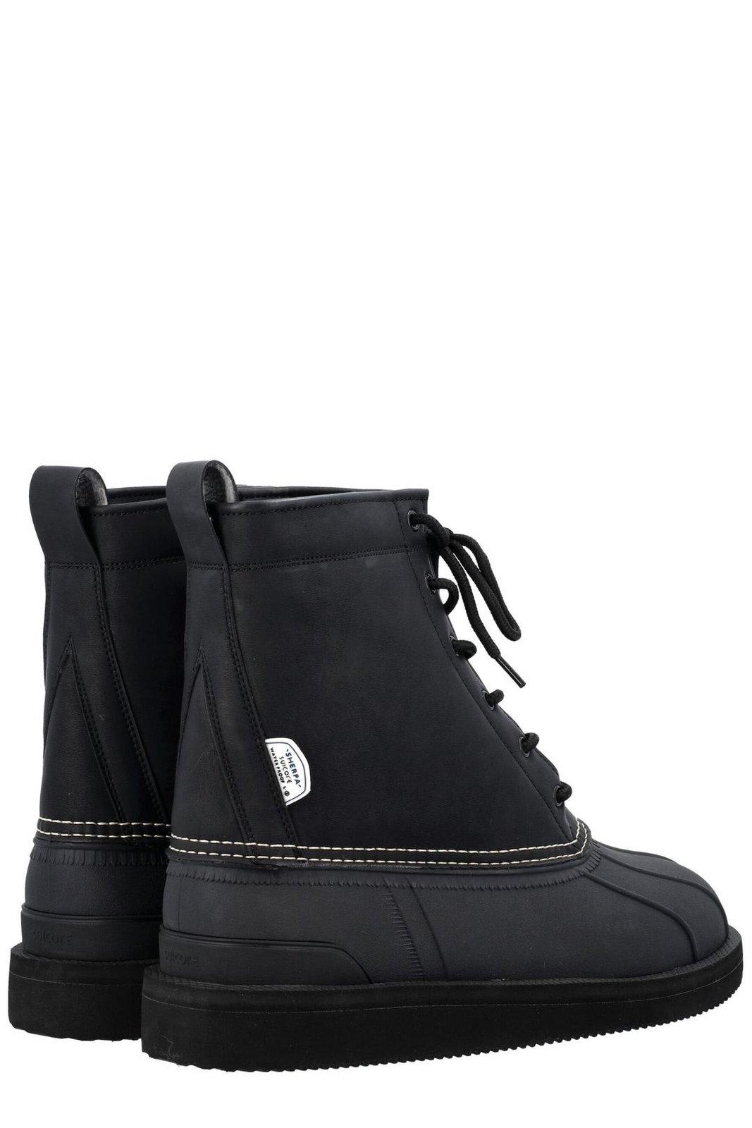 Shop Suicoke Alal Lace-up Round Toe Boots In Black
