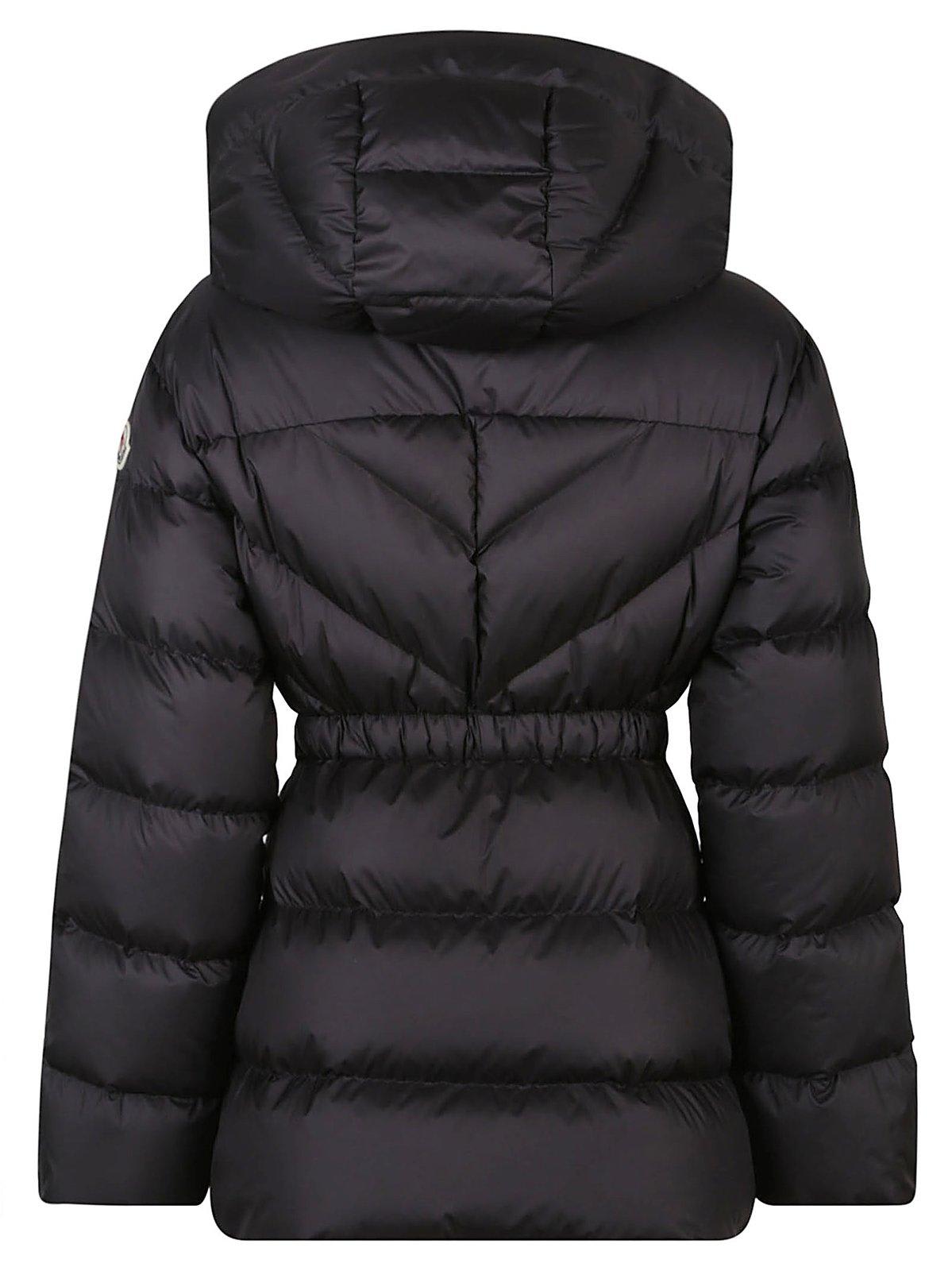 Shop Moncler Brosse Belted Padded Jacket In Black