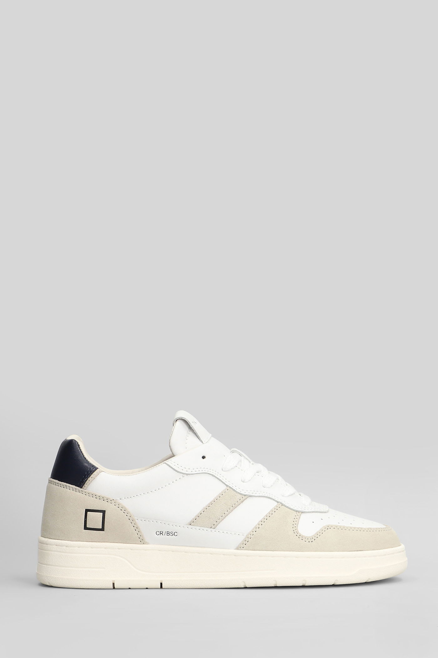Date Court 2.0 Basic Sneakers In Beige Suede And Leather In White