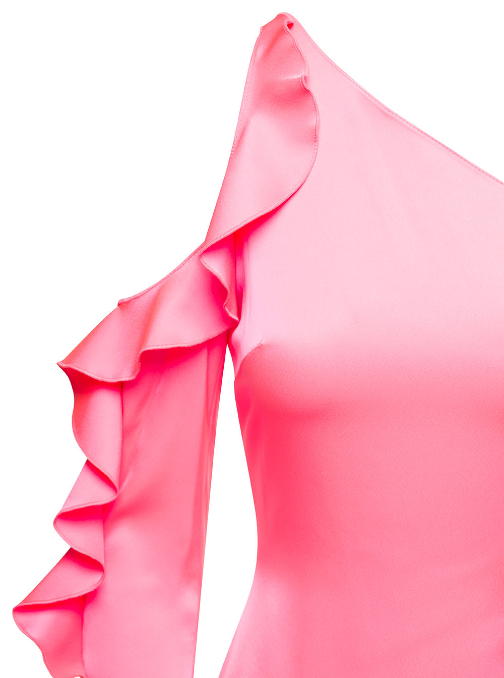 Shop David Koma Pink Monoshoulder Dress With Ruches Detailing In Acetate Woman