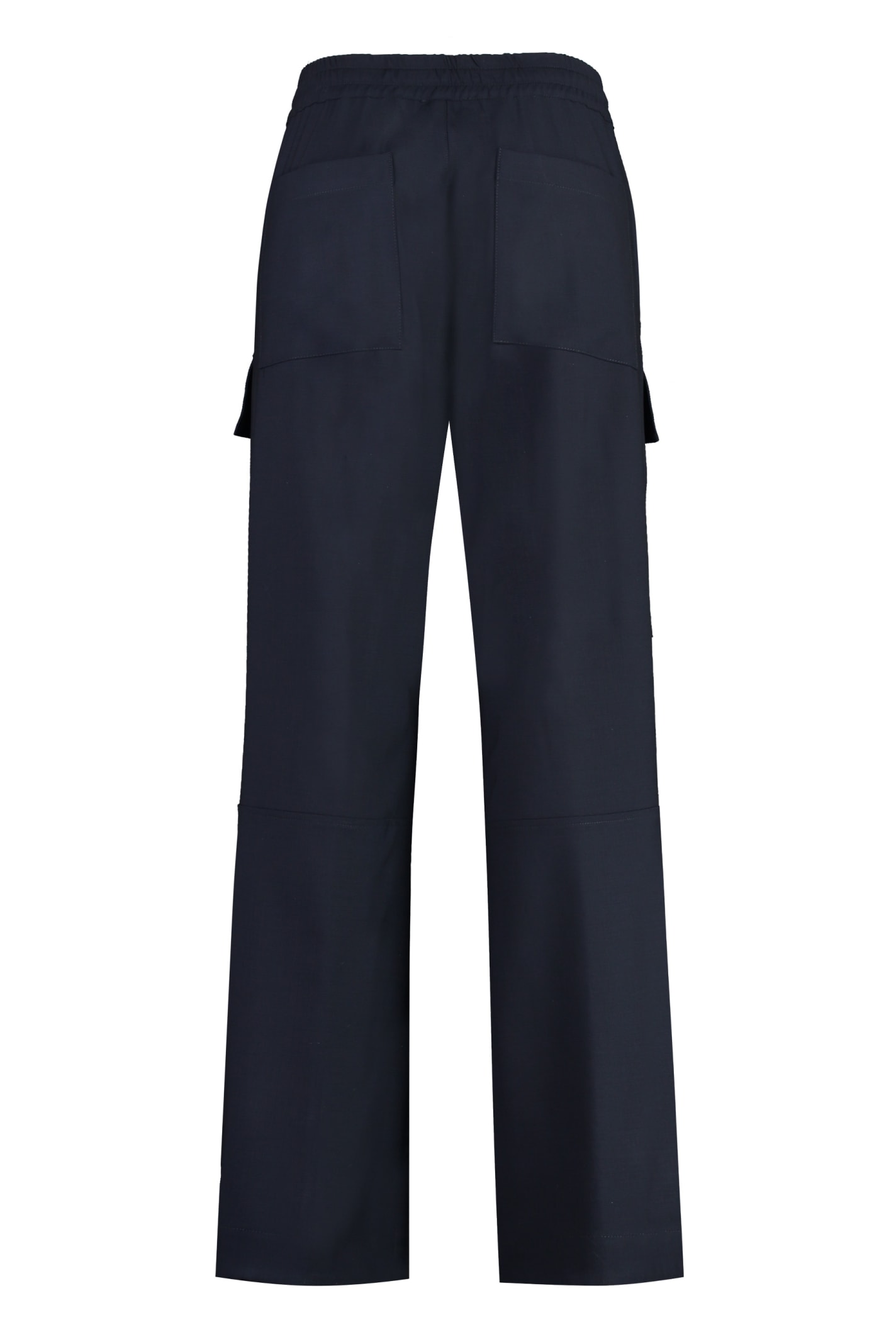 Shop P.a.r.o.s.h Wool Cargo Trousers In Blue