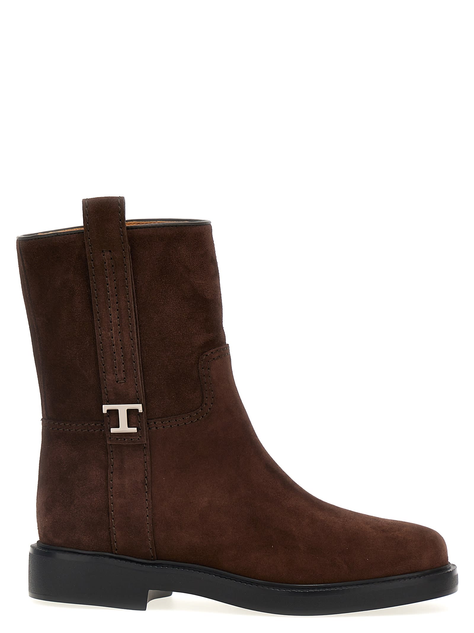 Shop Tod's T Timeless Ankle Boots In Brown