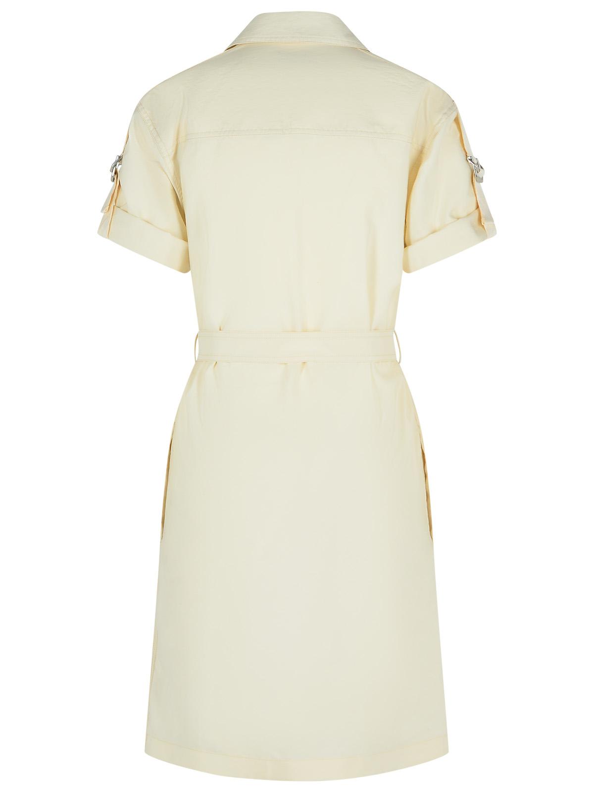 Burberry Silk Blend Dress Featuring Belted Waist In Cream