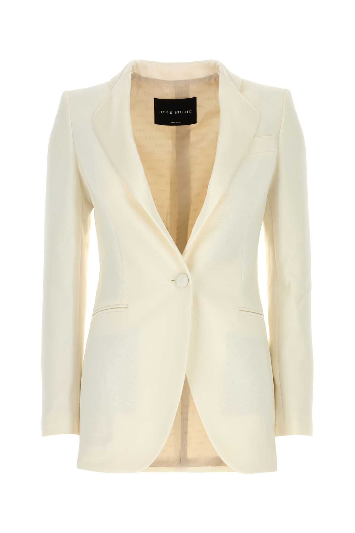 Shop Hebe Studio White Cady Blazer In Cream