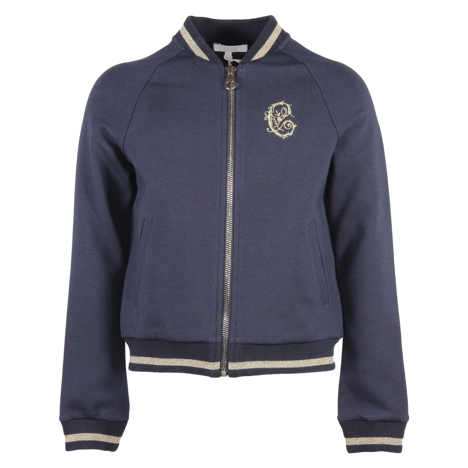 Chloé Kids'  Giacca Blu Navy In Felpa Di Cotone