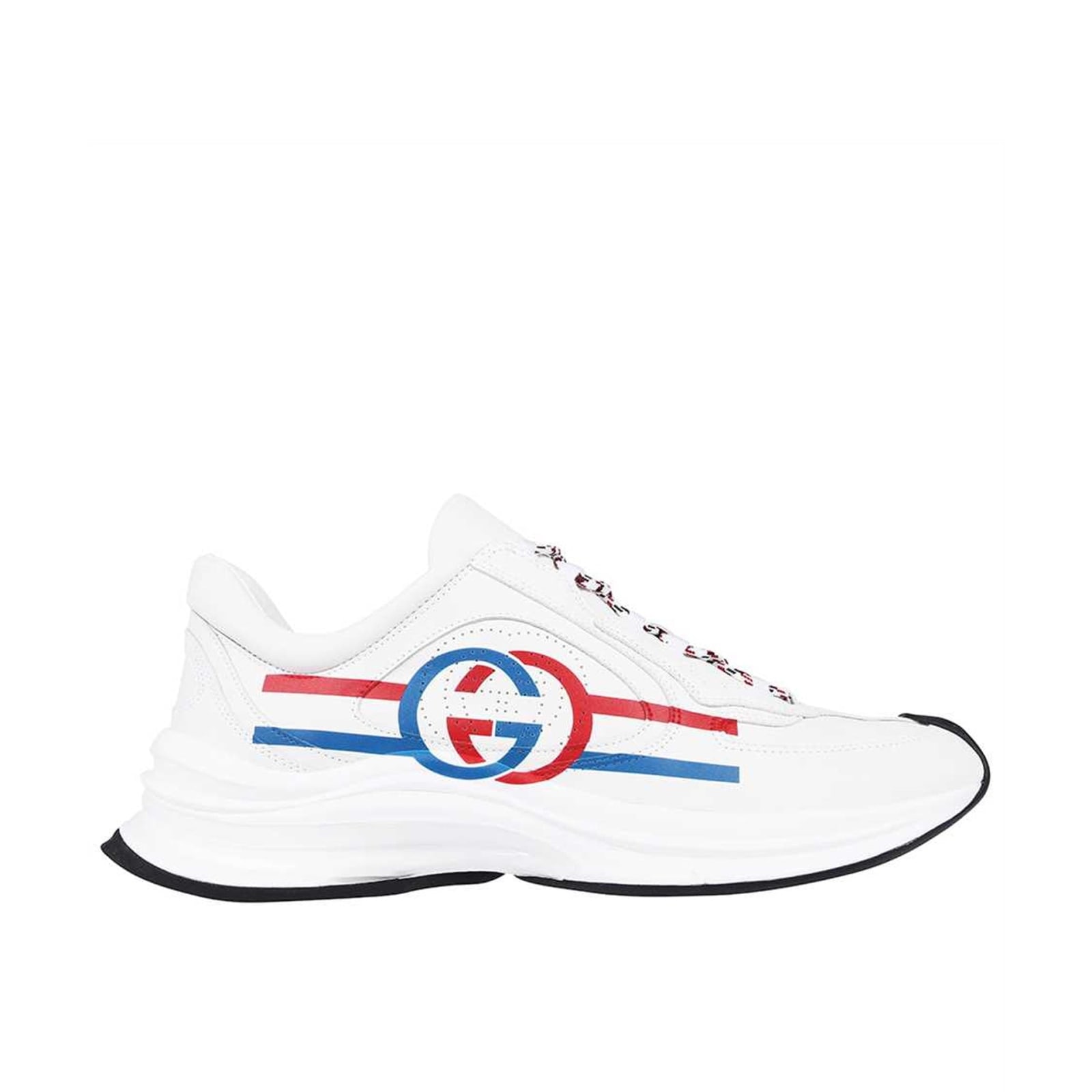 Gucci Run Printed Leather Sneakers In White