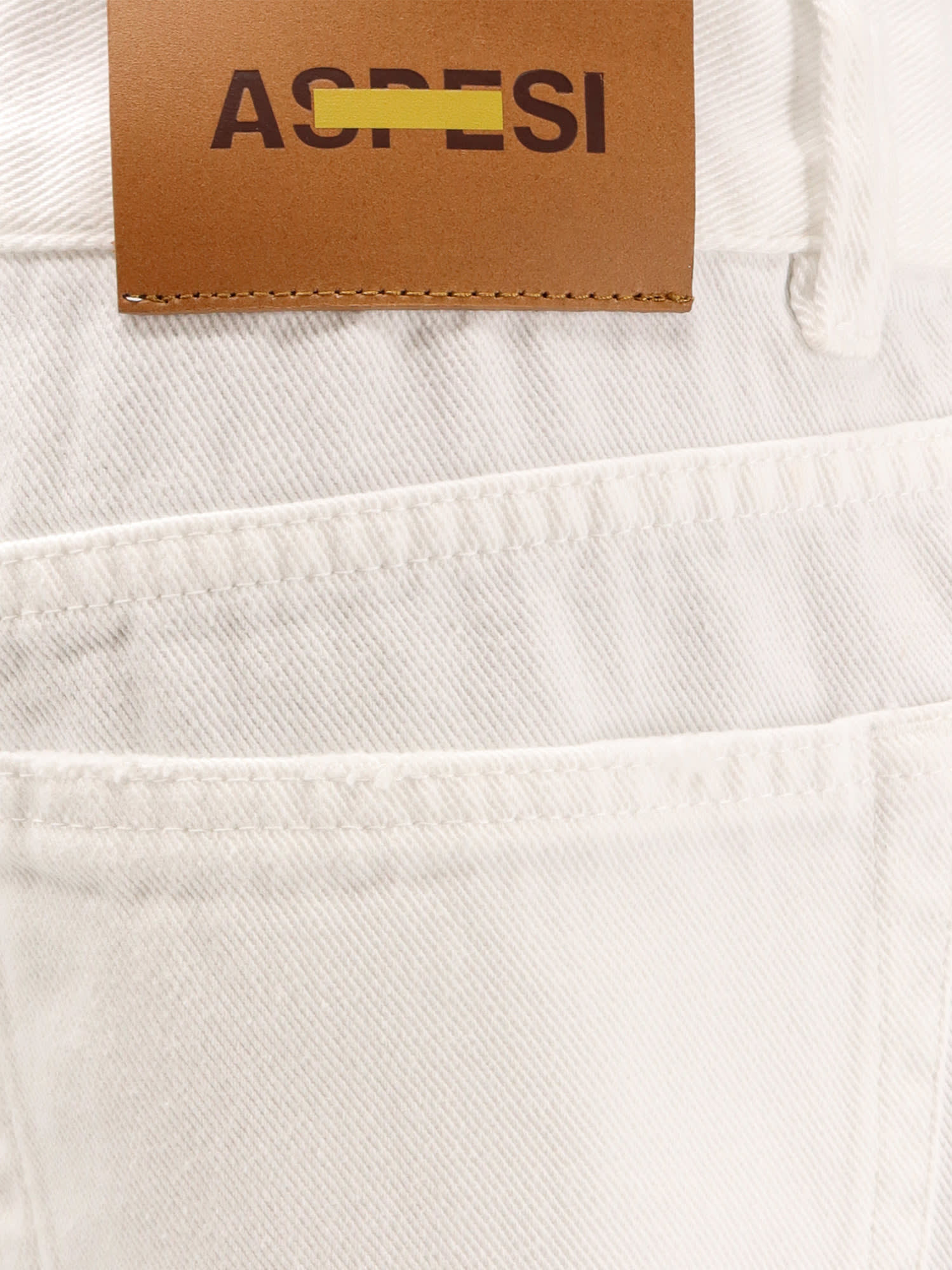 Aspesi Wide Leg Denim Trousers In White