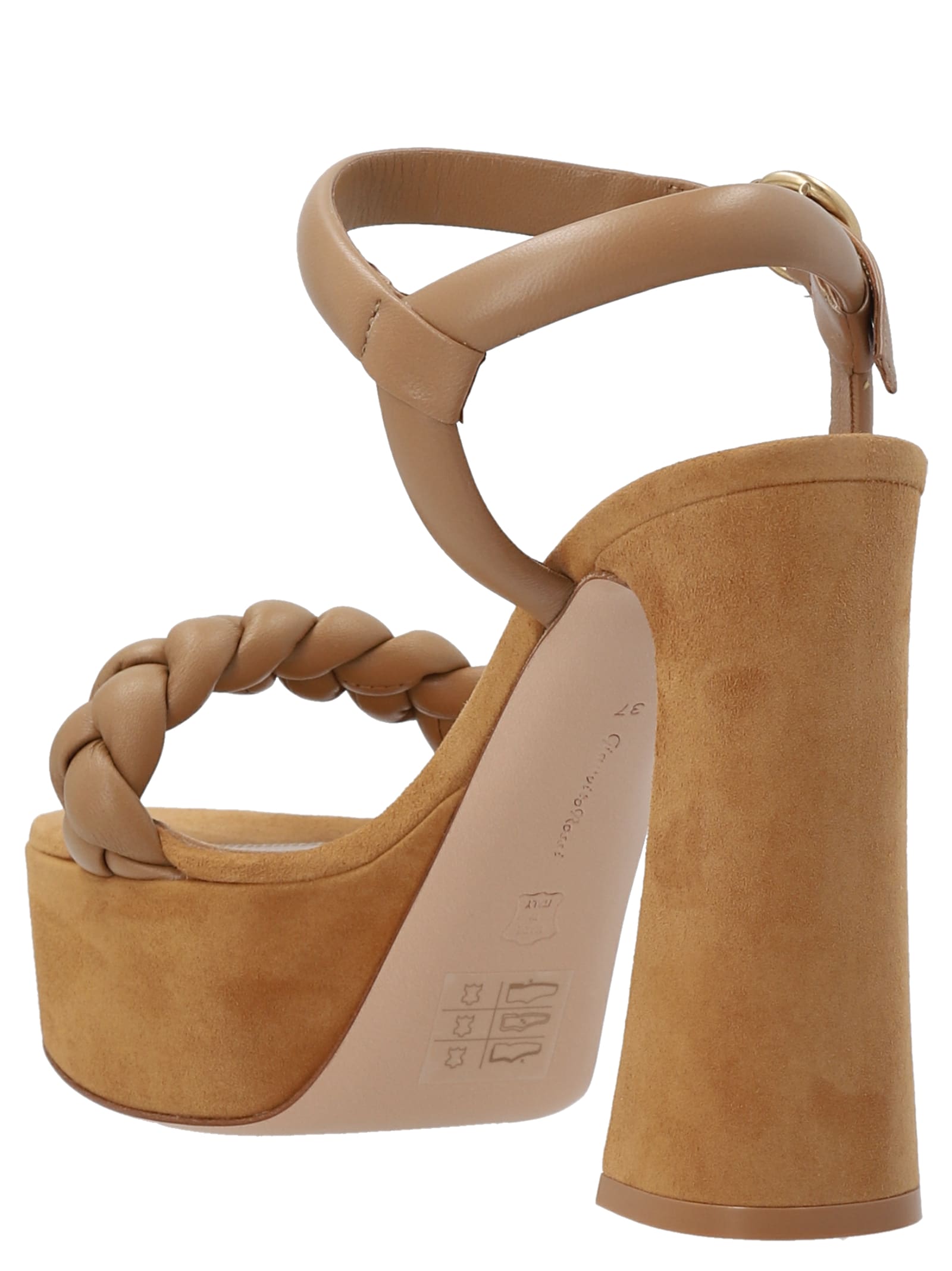 Shop Gianvito Rossi Braided Sandals In Beige