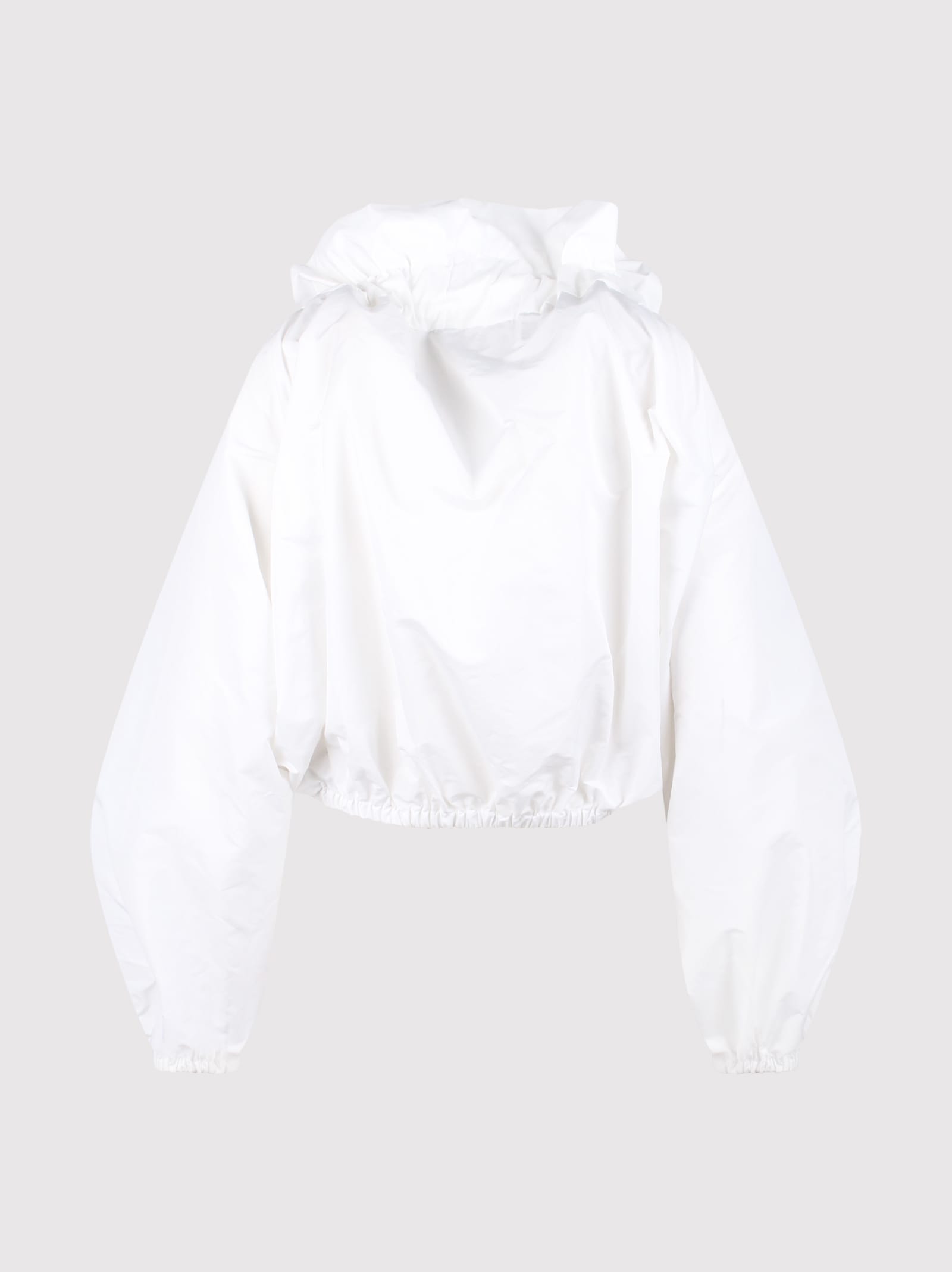 Patou Ruffled High-neck Blouse In White