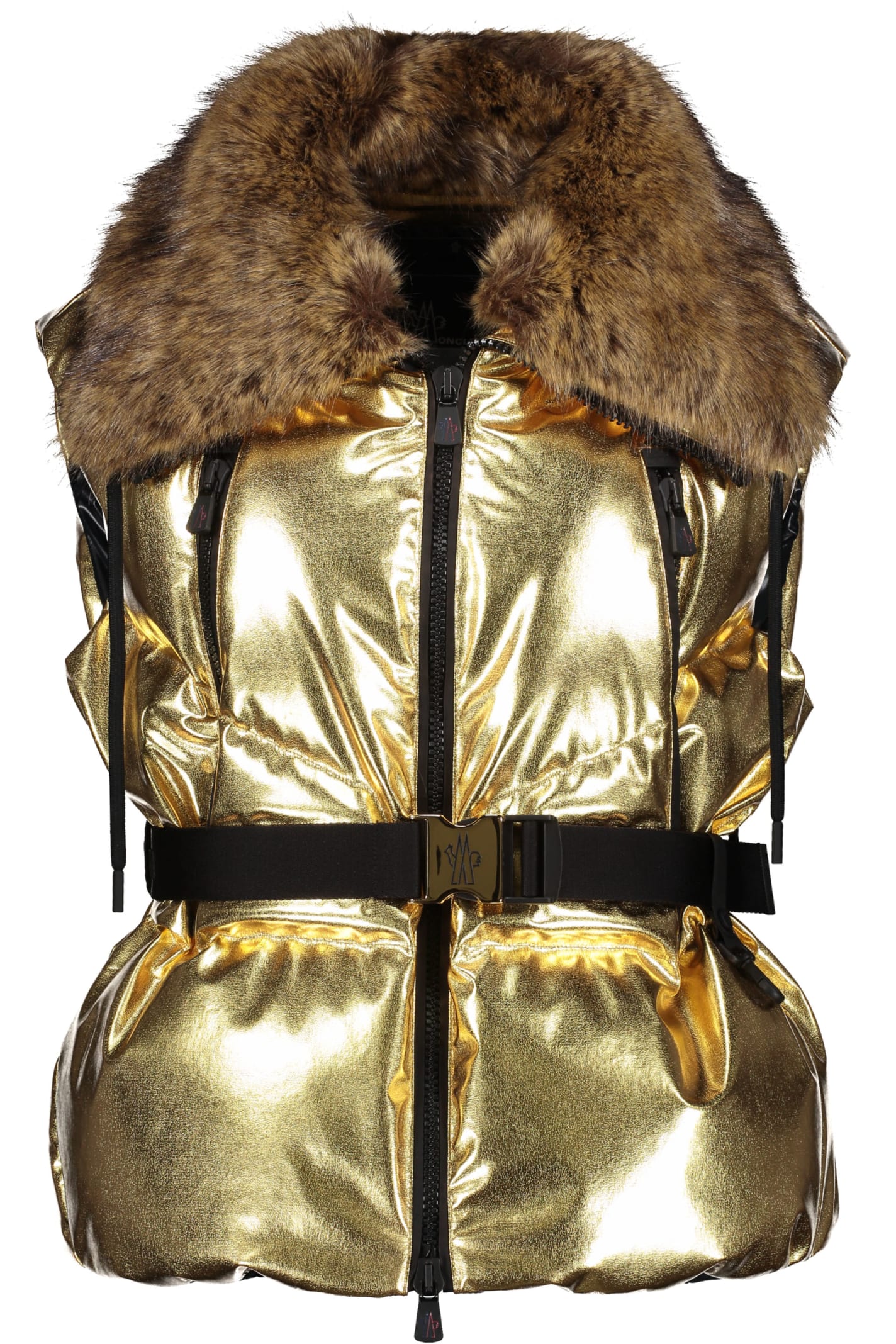 Moncler Aurel Bodywarmer Jacket In Gold
