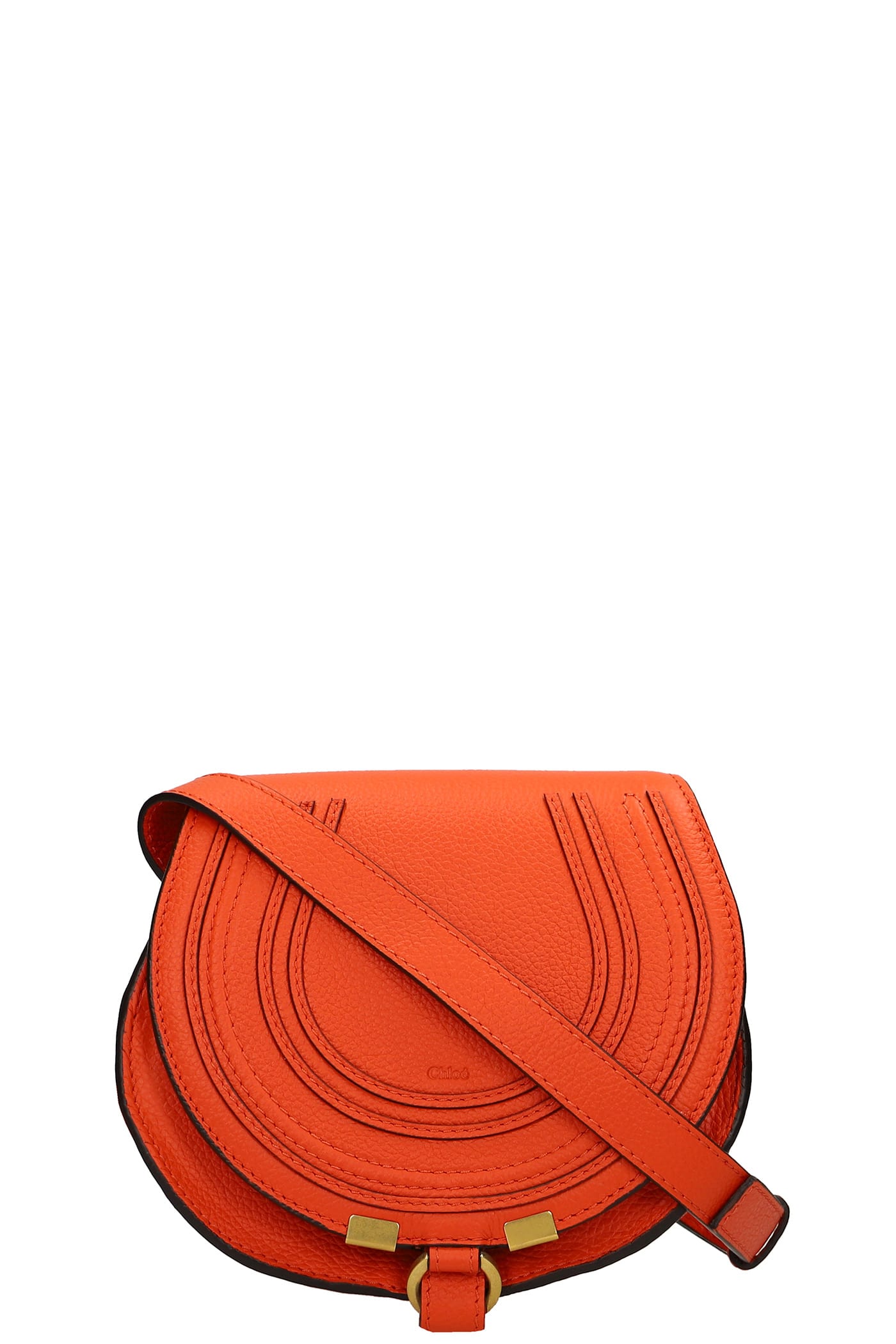 Chloé Marcie Shoulder Bag In Orange Leather