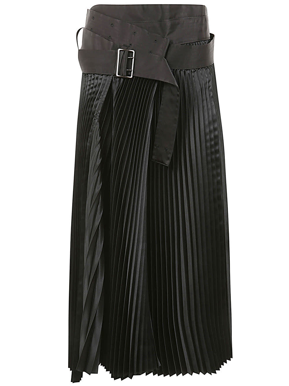 Shop Junya Watanabe Pleated Long Skirt In Black Black