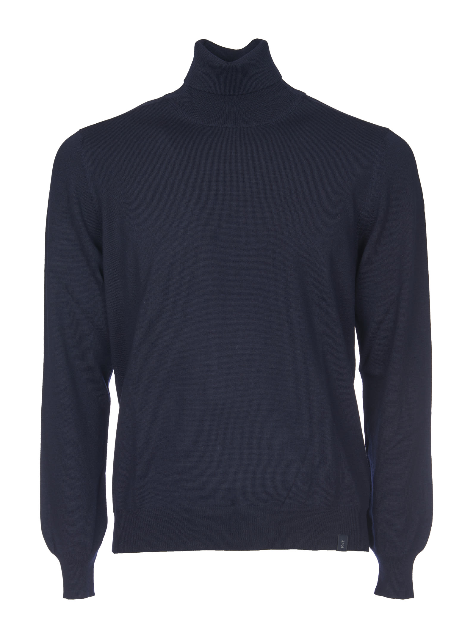 Fay Fine-knit Roll-neck Sweatshirt In Blue