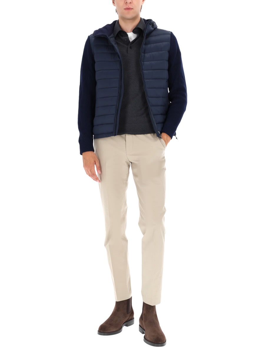 Colmar Hooded Jacket With Knitted Sleeves In Blue